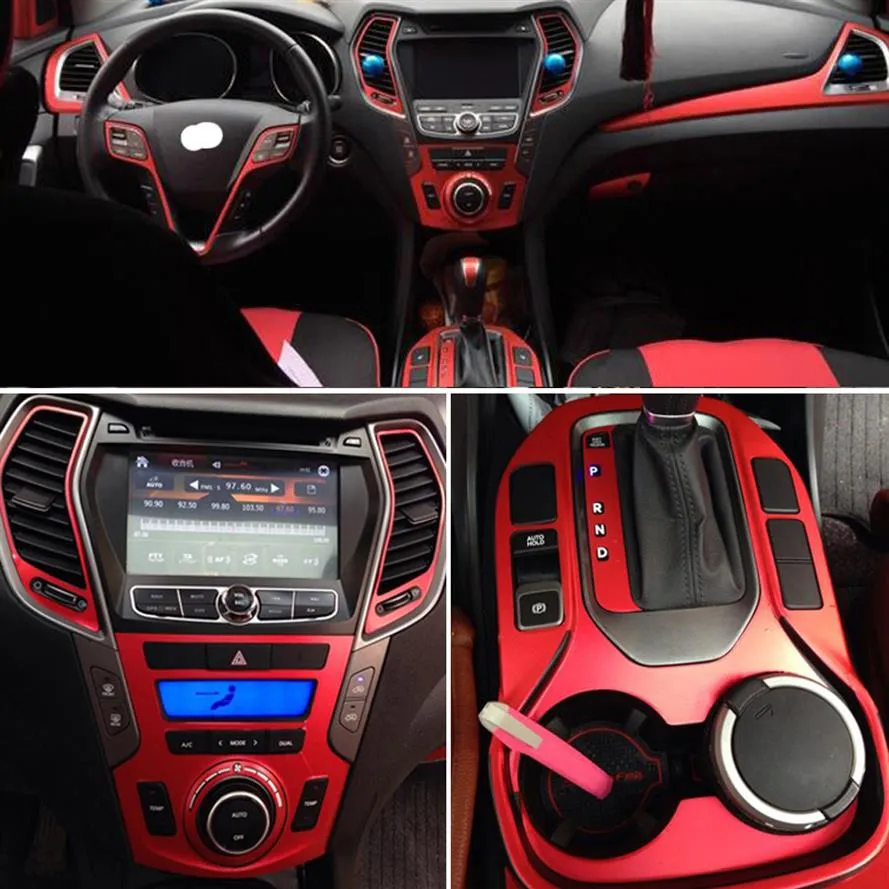 Pour Hyundai SantaFe IX45 2013-17 Panneau de commande central intérieur Poignée de porte 5D Autocollants en fibre de carbone Autocollants Car Styling Accessoire190j