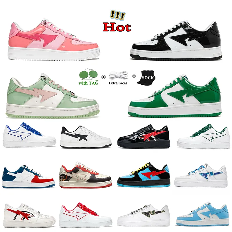 2023 Hot Sports Bekväma Casual Shoes Designer SK 8 Platform Sneakers Sta Patent Leather Green Black White Blue Pink For Men Women Trainers Joggin Storlek 36-45