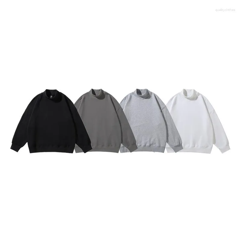 Sudaderas con capucha para hombre, sudadera de marca Tide para hombre, jersey de manga larga con medio cuello alto de Color sólido, ropa informal suelta de otoño para mujer