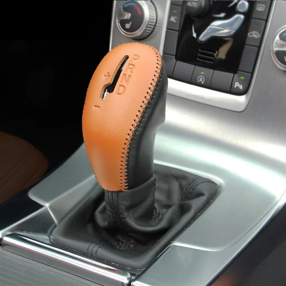 Manchon décoratif de changement de vitesse de Console centrale en cuir véritable manchon de protection de frein à main pour Volvo XC60 S60 V60 V40239r