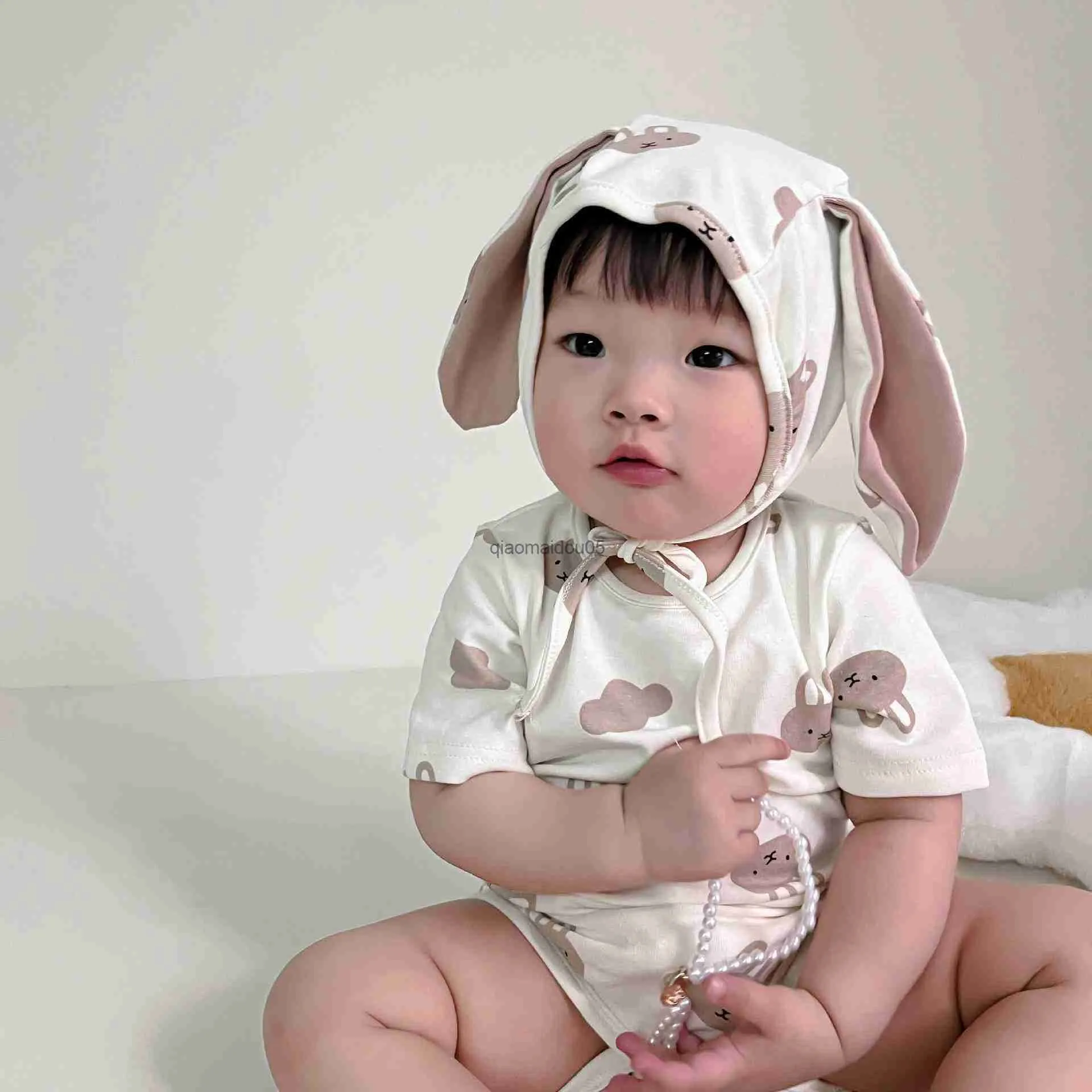Barboteuse à manches courtes en coton pour bébé fille avec - Temu