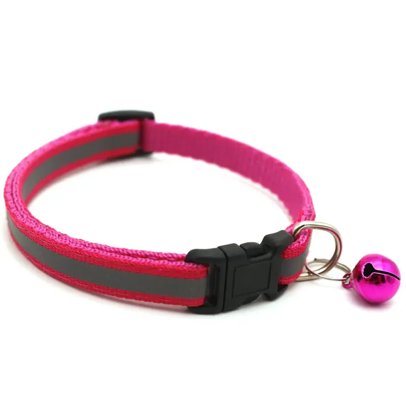 Adjustable Small Dog Puppy Collars Footprint Pattern Pet Neck Accessories Buckles With Bell Cat Soft Nylon Newborn Collar Leash Reflective Plain Identification