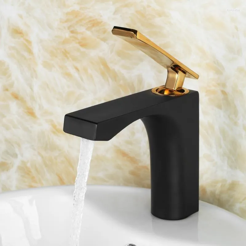 Bathroom Sink Faucets Die-casting Quality Choice Single Handle Faucet Solid Brass Basin Mixer Taps Black Gold Plating