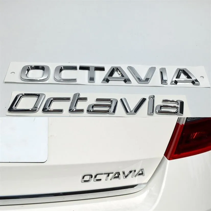 3D Car Silver Decal per Skoda Octavia Badge Emblem ABS Chrome Logo Auto Rear Trunk Sticker2217