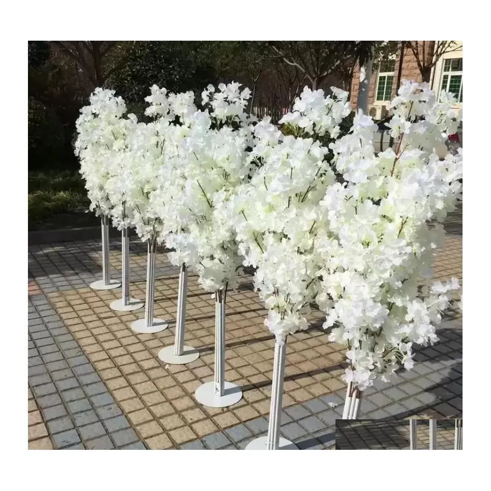 Decorative Flowers Wreaths Wedding Decoration 5Ft Tall 10 Piece/Lot Slik Artificial Cherry Blossom Tree Roman Column Road Leads Fo Dhi8K
