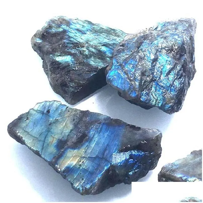 Konst och hantverk Natural Labradorite Tumbled Stone Rough Quartz Crystals Reiki Mineral Energy for Healing Crystal Drop Delivery Home G DHS2U