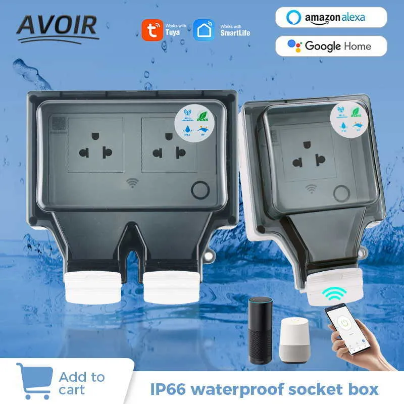 Smart Power Plugs Avoir Tuya wifi Smart Socket US قياسي IP66 IP66 مقاوم للماء Outdoor Outlet Outlet Switch التحكم الصوتي مع Alexa Home HKD230727