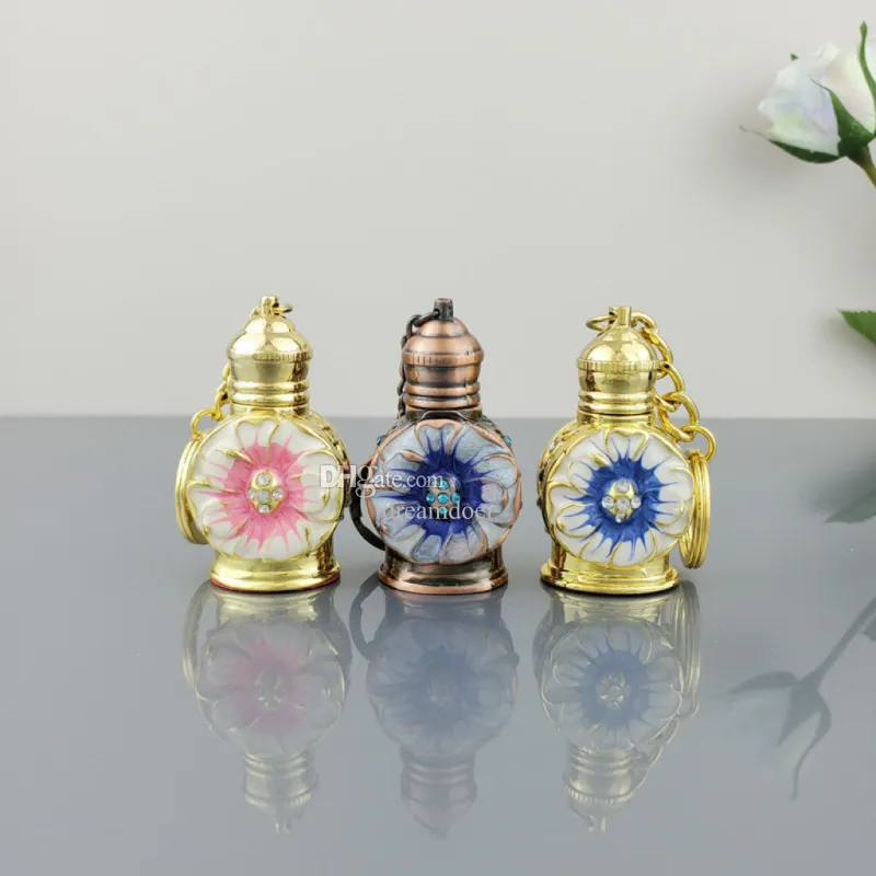 Fashion Flower 3ml Perfume Bottles Dubai Style Pendant Empty Perfume Bottle with Keychains Wholesale Glass Bottle of Essential Oil Nail Polish