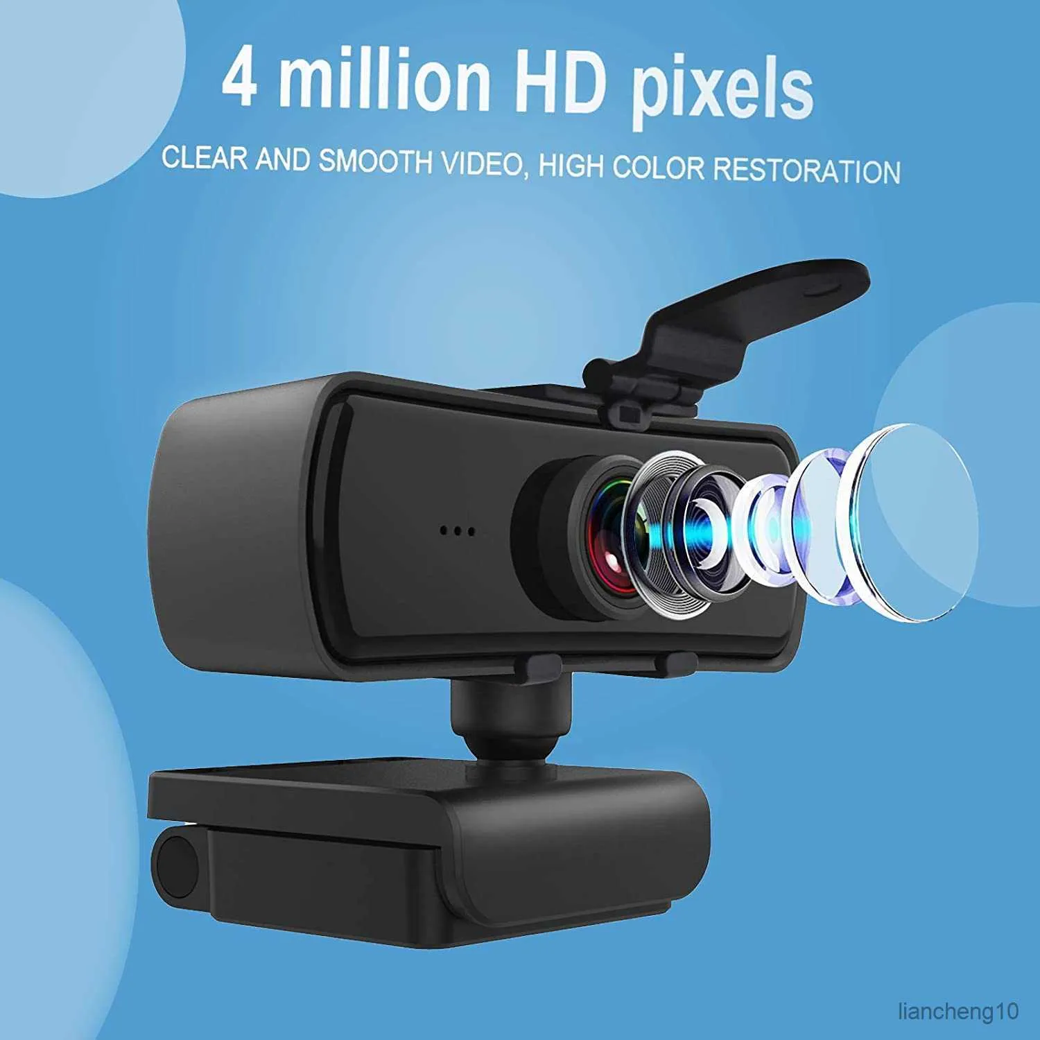 Webcams 2K Webcam 2040*1080P ordinateur PC WebCamera avec Microphone rotatif pour le travail vidéo de diffusion en direct R230728