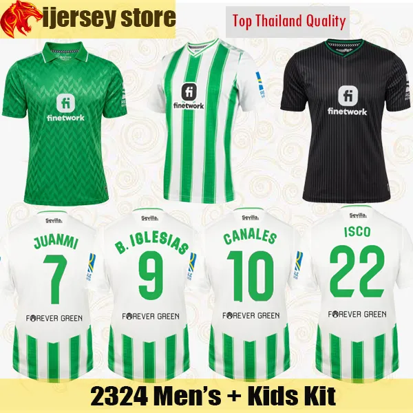 23 24 Real Betis Soccer Jerseys Isco Juanmi B.iglesias 2023 2024 Joaquin Canales FekirフットボールシャツWillian J. William Ayoze Mens Jersey