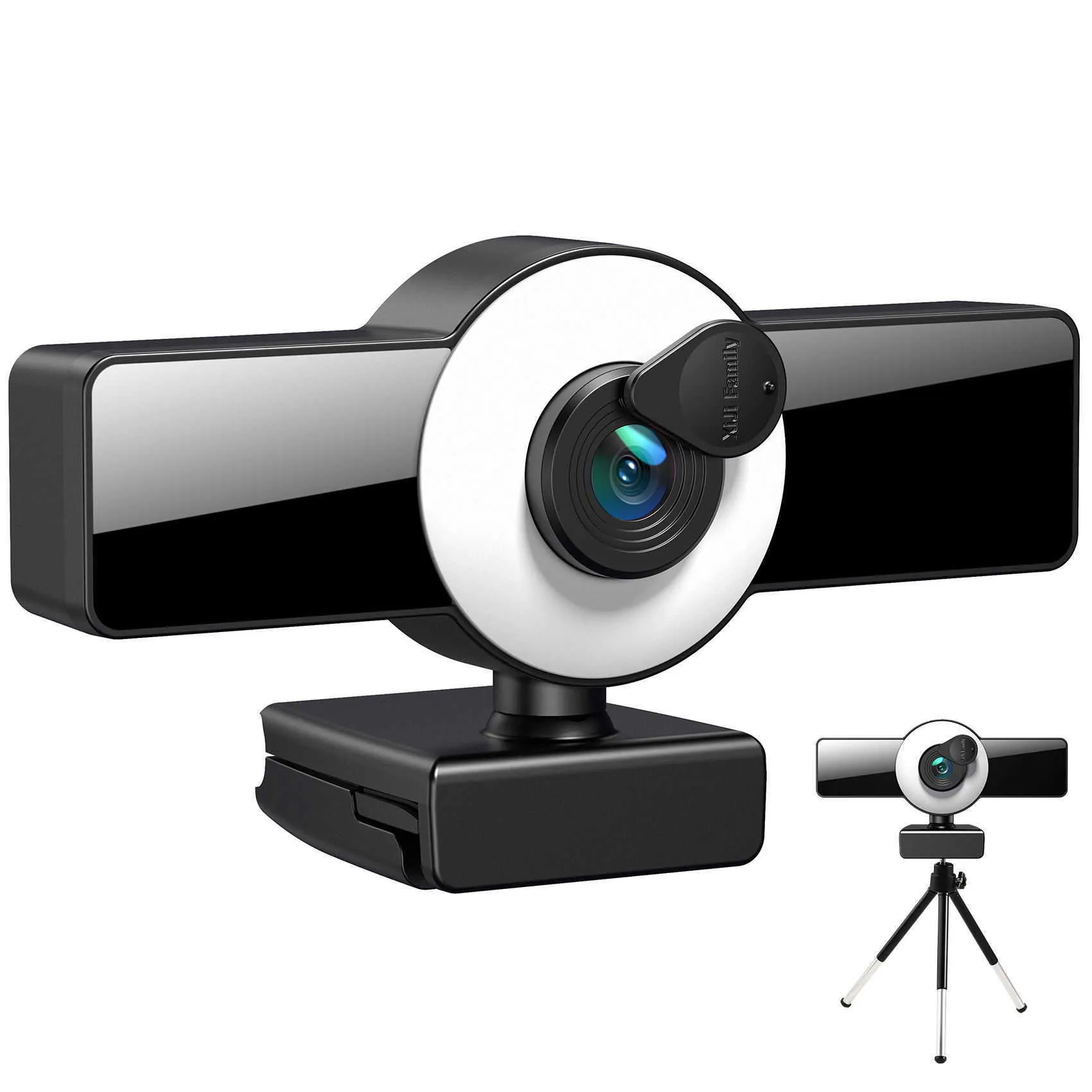 1080P/2K/4K Webcam with Light & Mic - Wide Angle USB PC Camera for ...