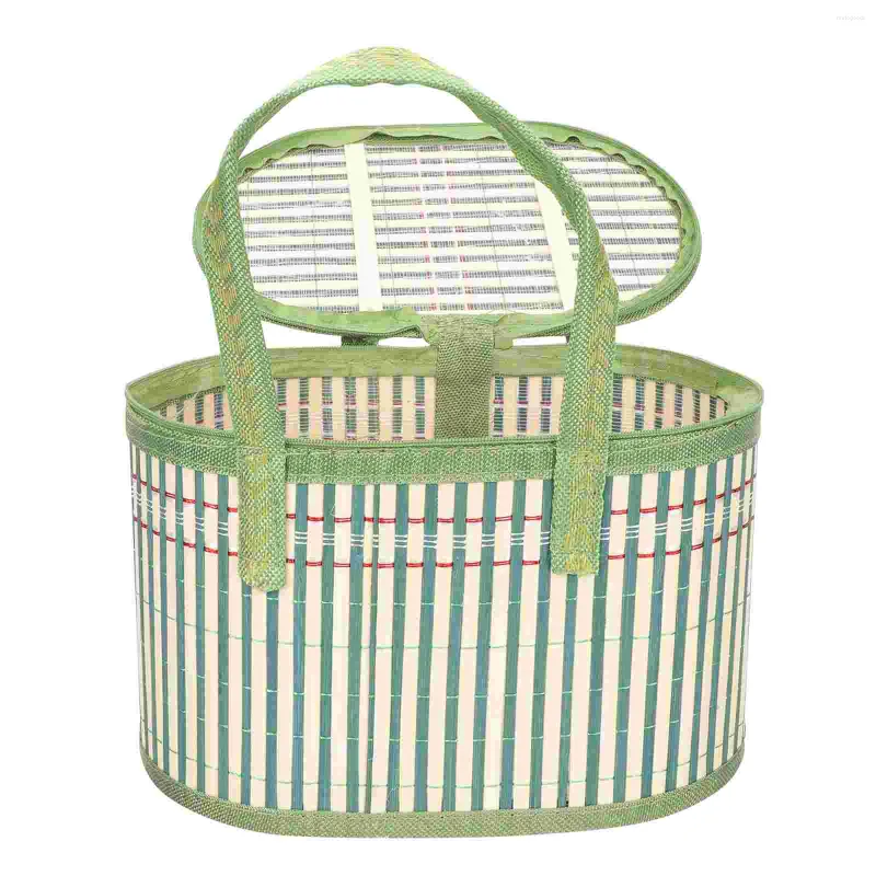 Set di stoviglie Cestini intrecciati Decorativo rustico Torta di luna Regalo Coperchi di stoccaggio in vimini Tote Coperchio di fiori in rattan Mooncake Bamboo