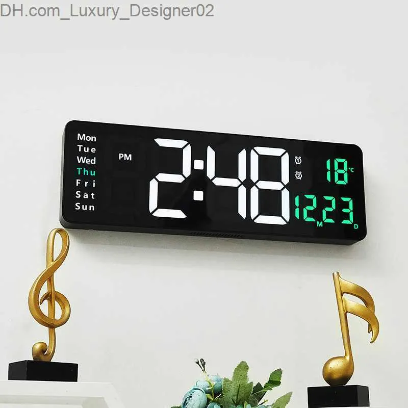 Relógios de parede Grande relógio digital de parede Controle remoto montado na parede nórdico Relógio de parede com alarme de exibição grande Relógio de temperatura LED Relógio elétrico Z230728