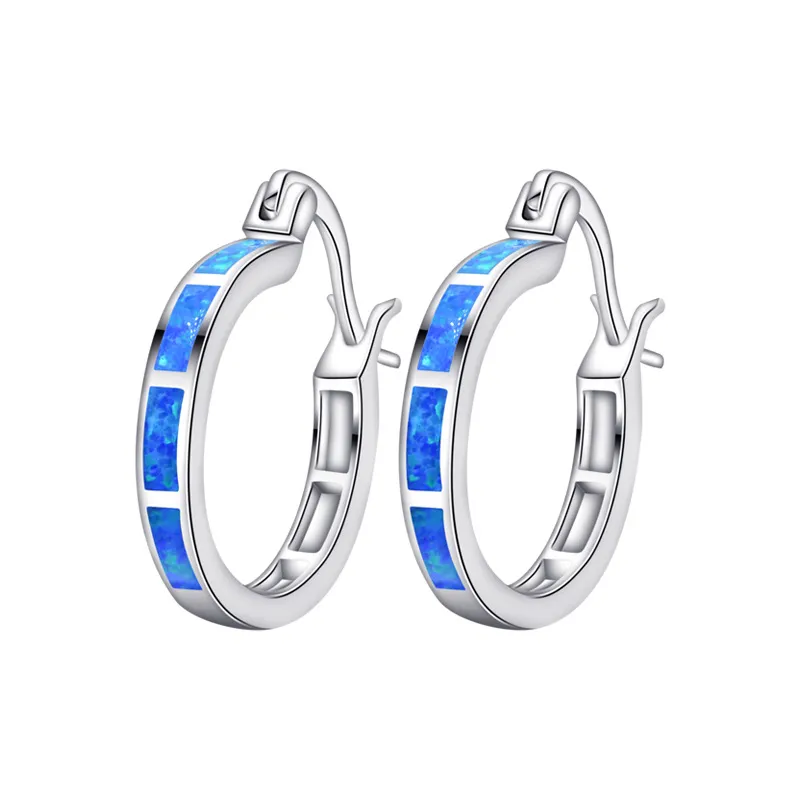 2023 Hot selling S925 sterling silver blue Aobao heart-shaped earrings in Europe and America, round ear buckle earrings