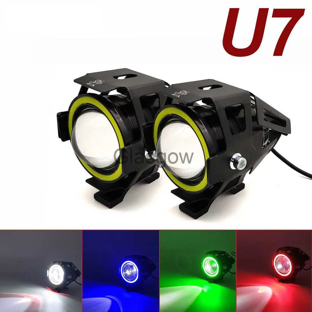 Motorcycle Lighting U7 LED Light Motorcycle Angel Eyes Headlight Spotlights Auxiliary Bright Fog Light For Suzuki GSF600 Bandit BURGMAN 400 GS1000 x0728