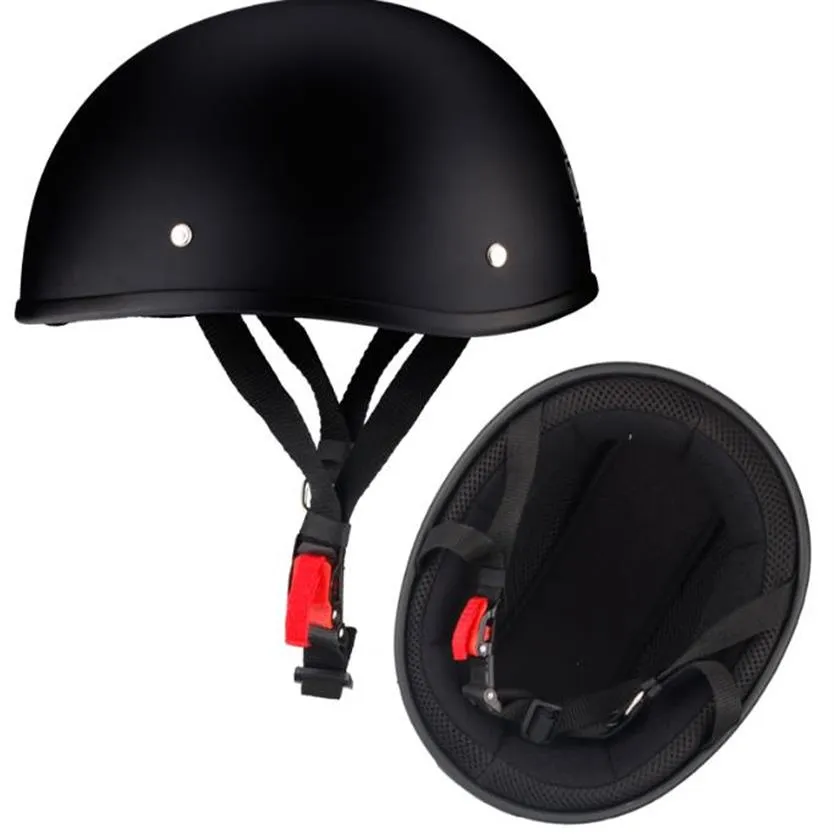 Casque de moto vintage demi-visage rétro allemand Kask Cafe Racer Scooter Cruiser Chopper Doublure EPS noir mat DOT approuvé298x