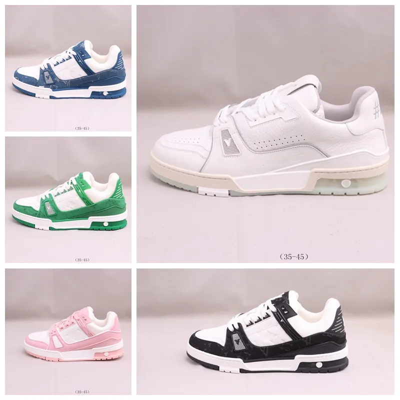 Luxe trainer sneaker designer schoenen Kalfsleer sneaker modemerk heren dames Wit Groen Rood Blauw roze Rubberen buitenzool Italië Maat 36-45