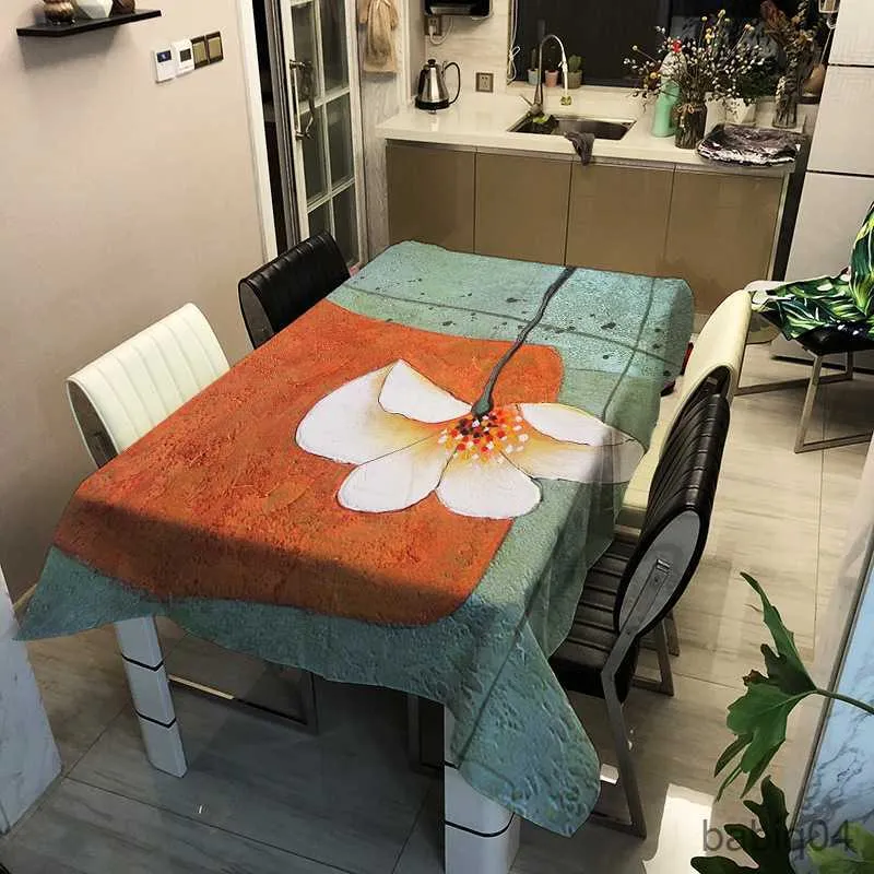 Table Cloth Wedding Decoration Household Tablecloth Floral Pattern Household Waterproof and Antifouling Table Cover R230726