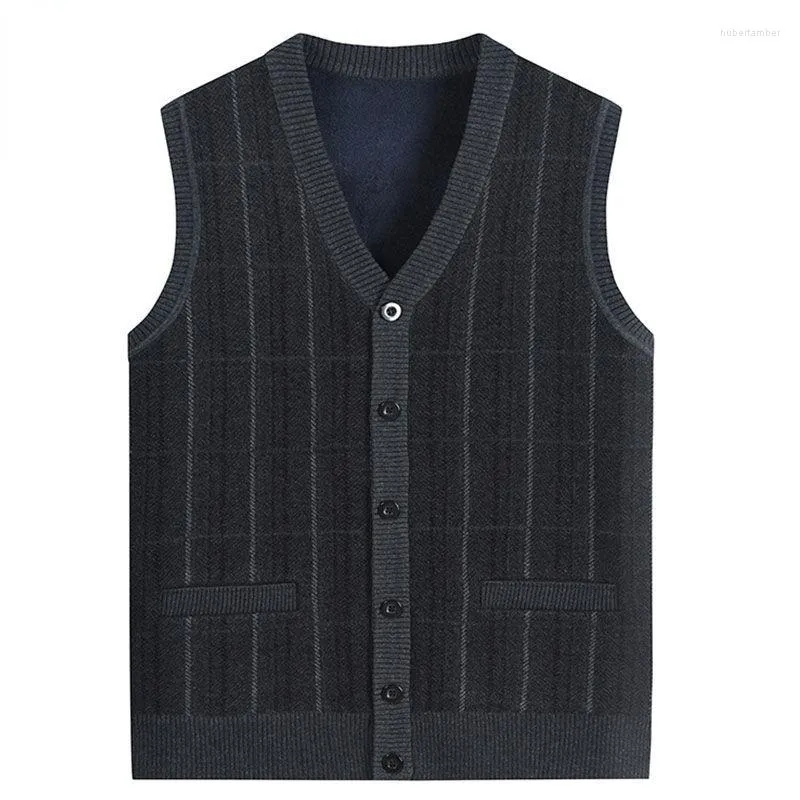 Men's Vests 2023 Style Spring And Autumn Stripe Sweater Vest Knitted Male Cardigan Tops Classic A89