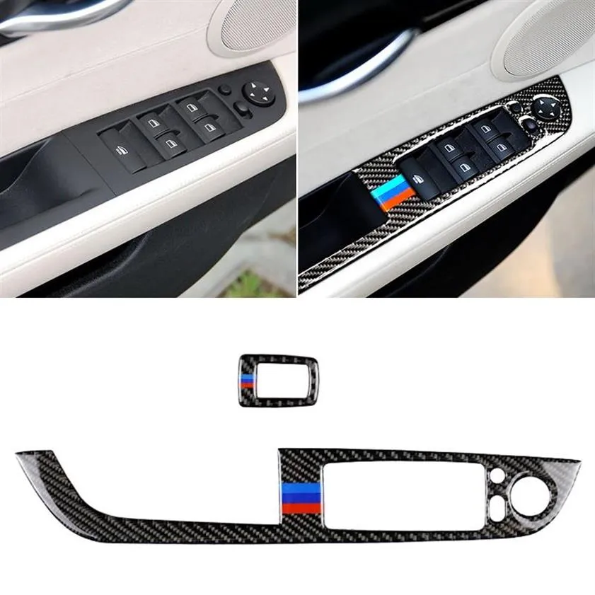 Pannello alzacristalli in fibra di carbonio per auto con chiave pieghevole Adesivo decorativo a tre colori per BMW Z4 2009-2015 Adatto per guida a sinistra223M