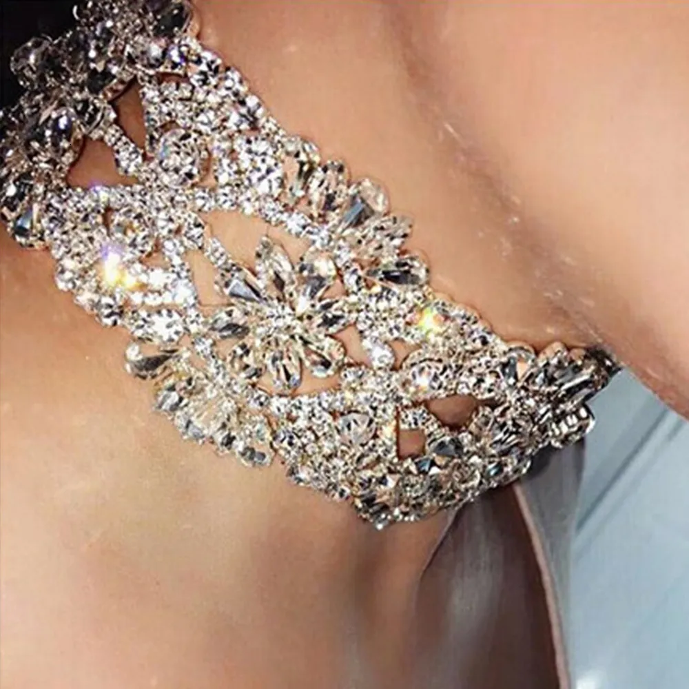 Charmes Stonefans luxe creux fleur cristal collier ras du cou pour femmes accessoires de fête collier déclarations bijoux 230727
