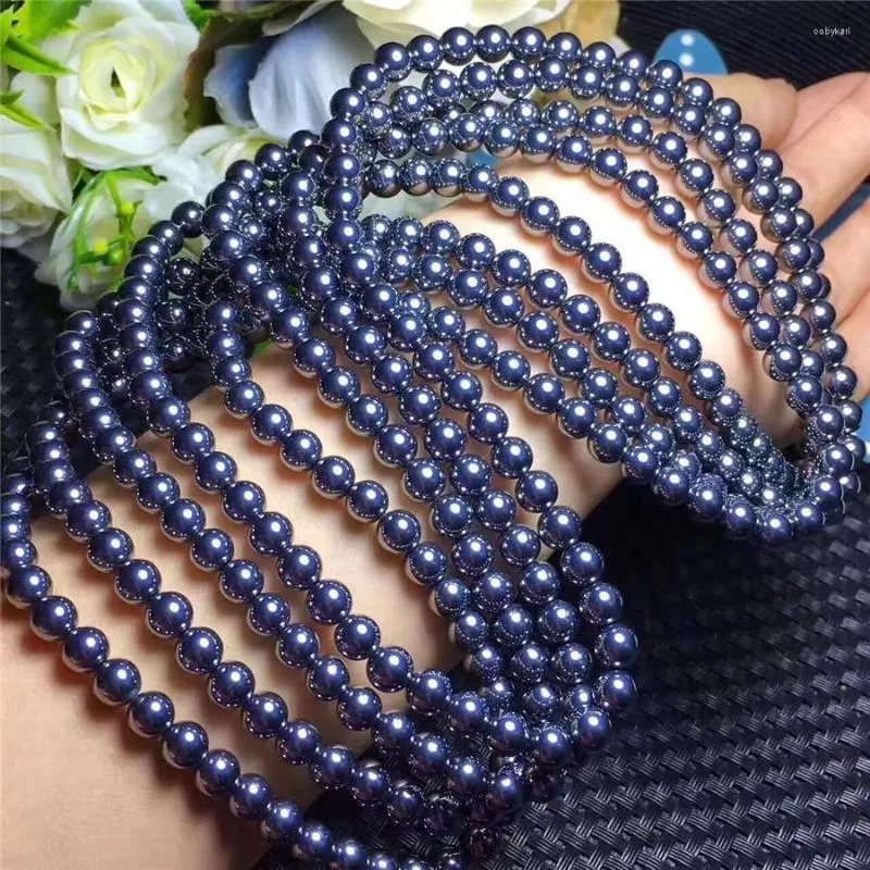 Strand Natural Terahertz Wave Gems Stone Round Beads Healing Women Nice Bracelet 10mm