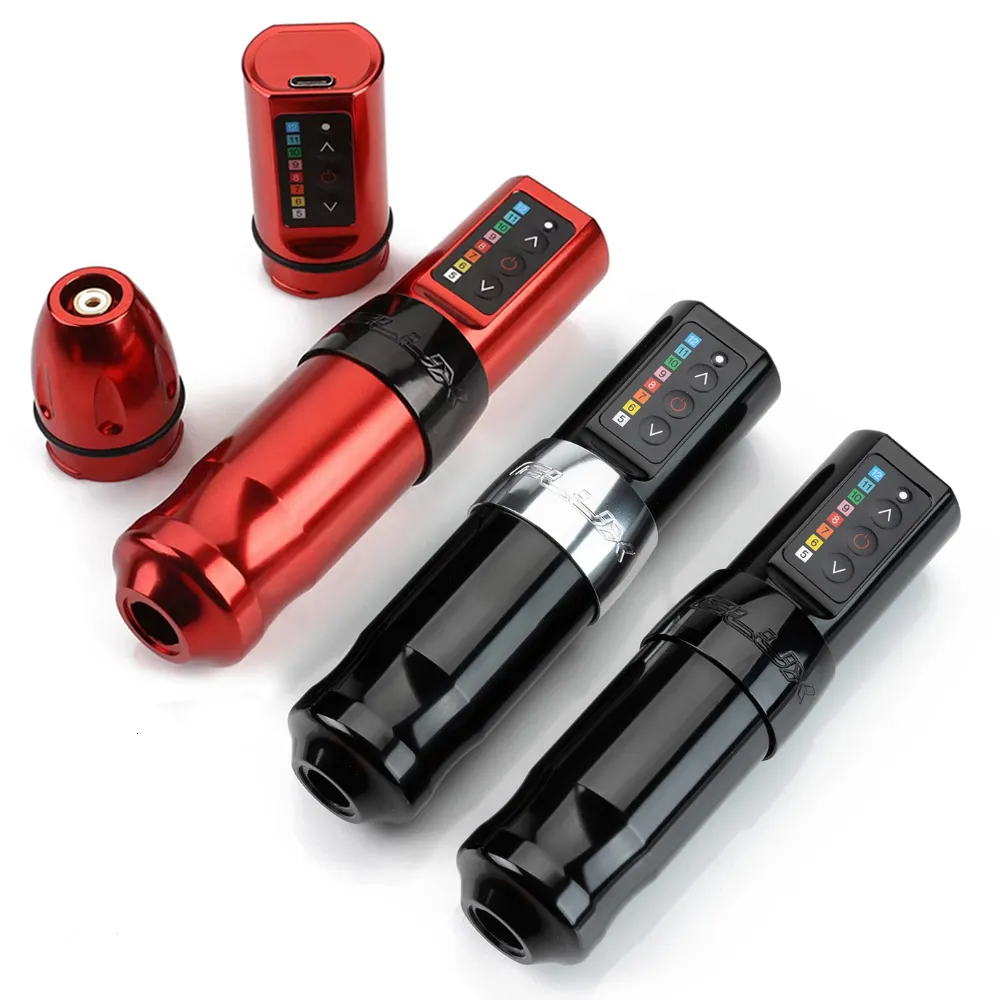 Tattoo Machine Flux Wireless Gun Kit Coreless Motor med två uppladdningsbar batterilotarie för leverans 230728