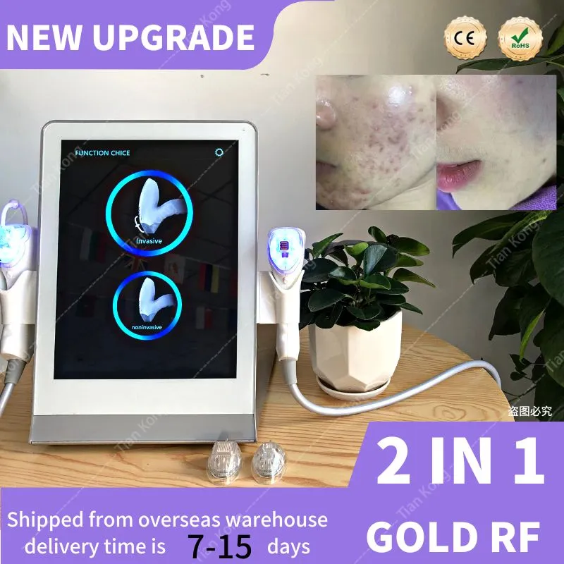 Hot Sales 2in1 Gold Fractional RF Face Lifting Microneedle Equipment Facial Skin Rejuvenation and Wrinkle Removal Beauty Machine