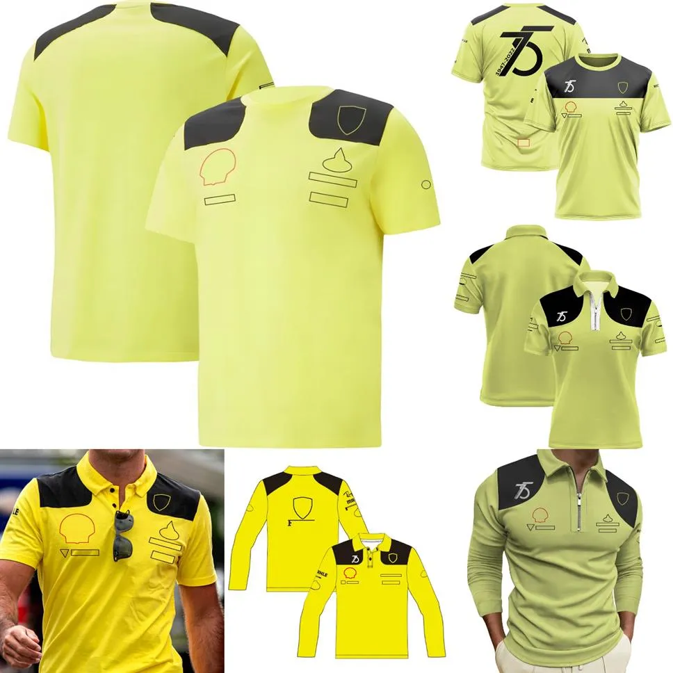 F1 Team 75th Celebrate T-shirt 2023 Ny Formel 1 förar Yellow Polo Shirts T-shirt Summer Racing Sports Breattable T-shirts Jerse249a