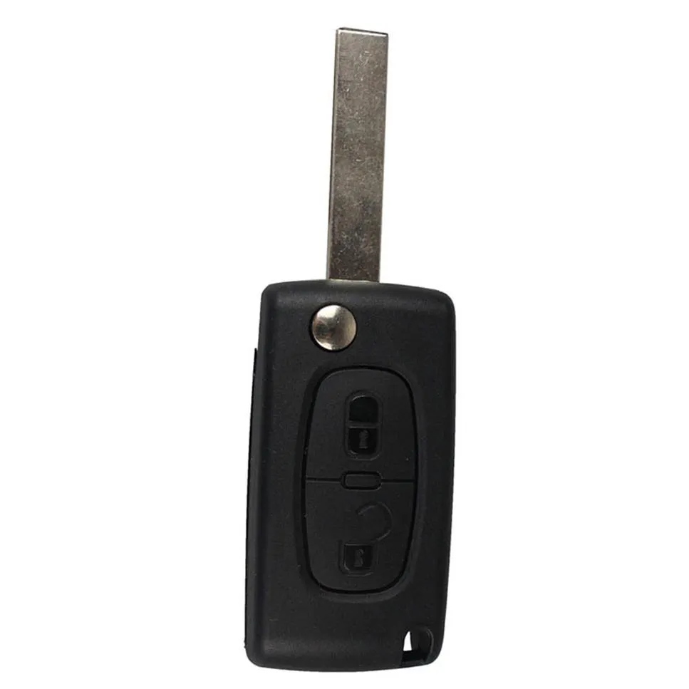 2-knapp vikning Key Shell Remote Key FOB-fodral för Peugeot 207 307 307S 308 407 607 Däcktryck Alarmbilstyling213m