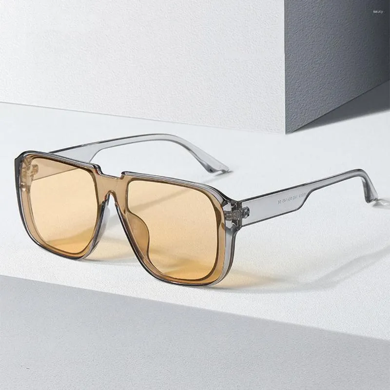 Sunglasses Unique Designed For Men Fashion Trend Polit Solid Translucent Sun Glasses 2023 Summer Casual Party High Street Wear