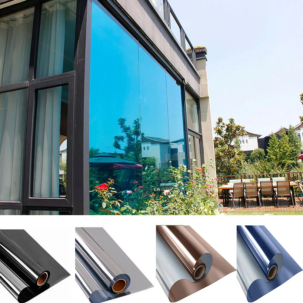 Powder Back Window Sticker Stained Glass Stickers For Windows: One Way Silver Mirror Film Self ...