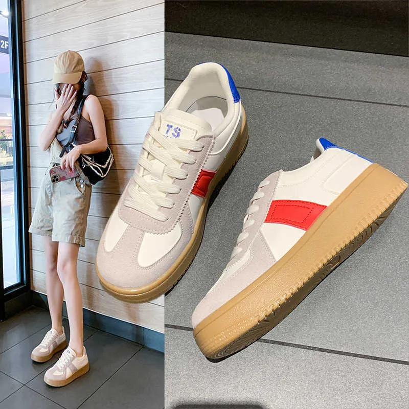 캐주얼 신발 두꺼운 바닥 비스킷 보드 신발 여성 2022 여름 새로운 한국 버전 온라인 인기있는 학생 캐주얼 화이트 신발