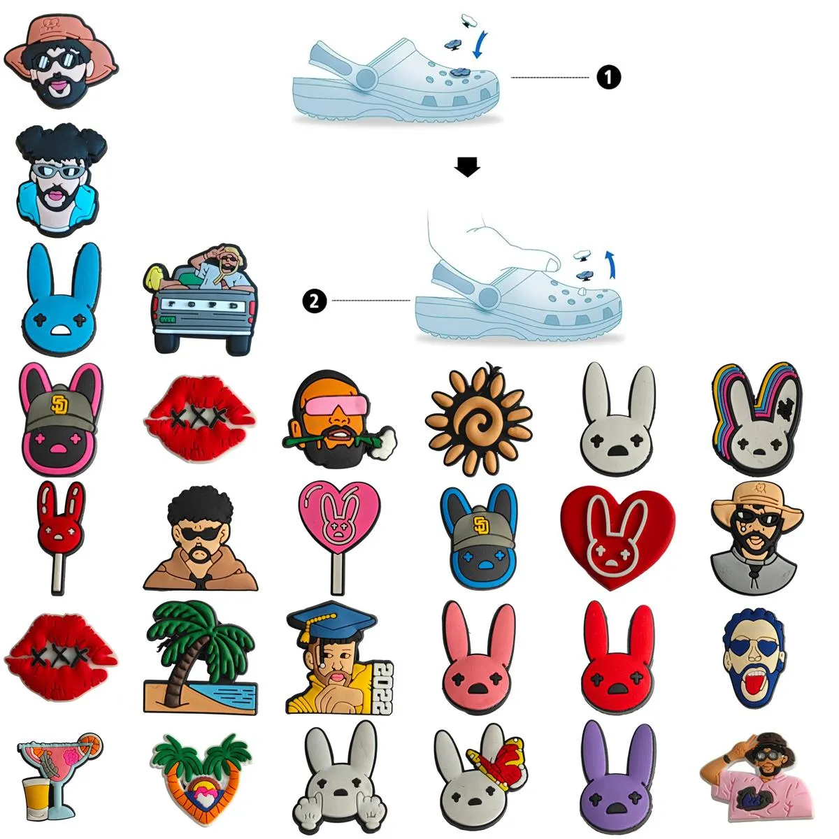 Shoe Parts Accessories Pattern Charm For Clog Jibbitz Bubble Slides Sandals Pvc Decorations Christmas Birthday Gift Party Favors Bad R Ot7Xe