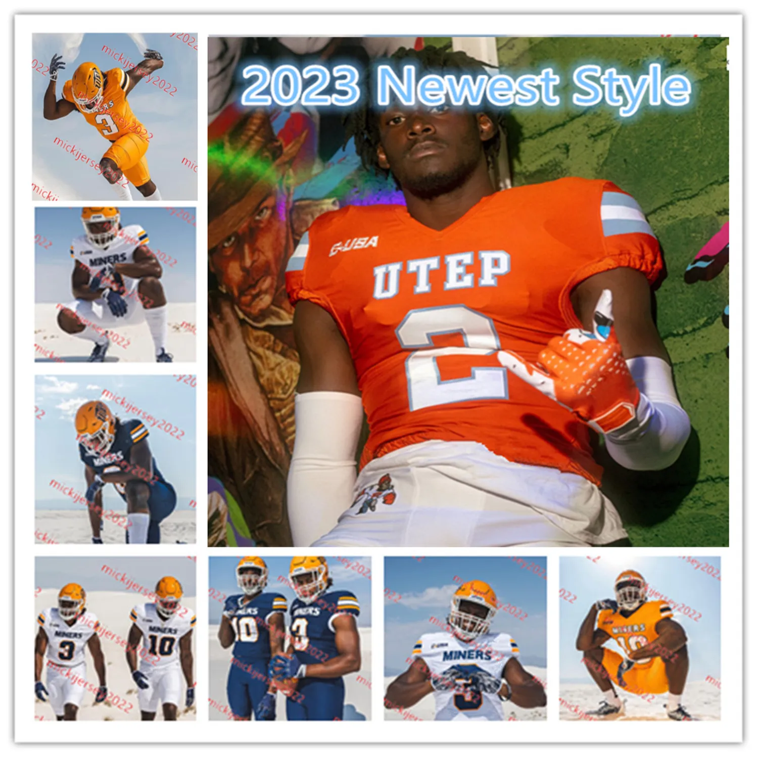 2023 UTEP Miners Custom Football Jerseys Stitched, Mens & Youth Sizes
