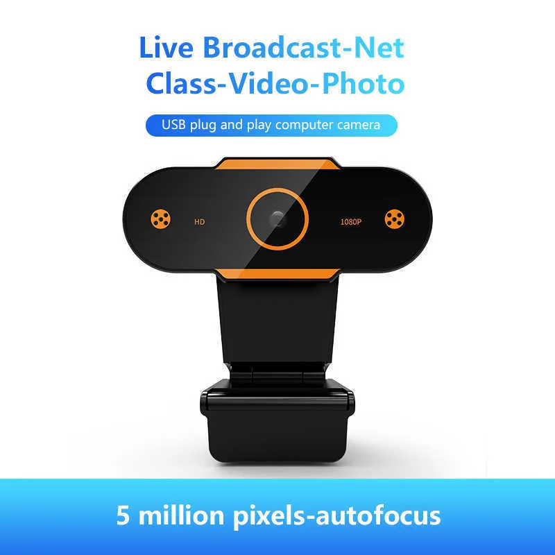 Веб-камера Сетевая камера с микрофоном Мини для ПК Компьютерная веб-камера 1080p Потоковое видео Новый веб-черный