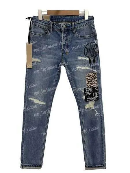 Ksubi Jeans Designer Mens Purple Ripped rakt vanliga denim tårar tvättade gamla långa svarta 5 cvt6