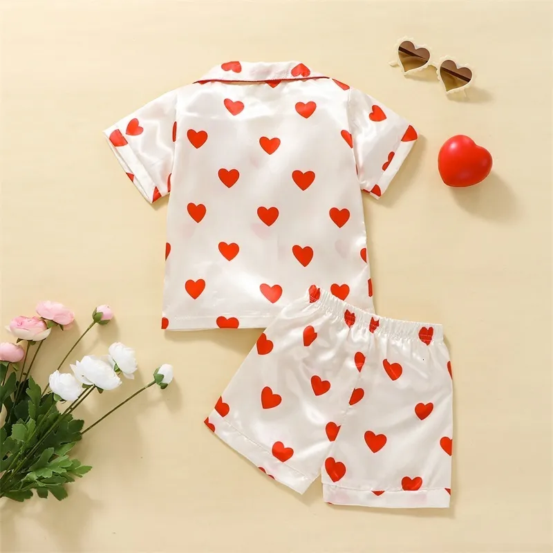 Summer Silk Satin Pajama Sets For Kids With Heart Floral And Cattle Prints Fashionable Satin Sleepwear For Boys And Girls 230728 From Tie08 7.2 DHgate.Com