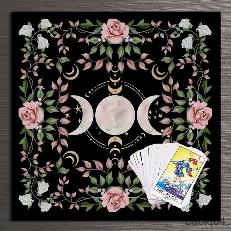 Toalha de Mesa Toalha de Altar da Lua Alter Pano Tarot Toalha de Mesa Flor Tarot Mat Decoração para Casa de Campo Núcleo R230726