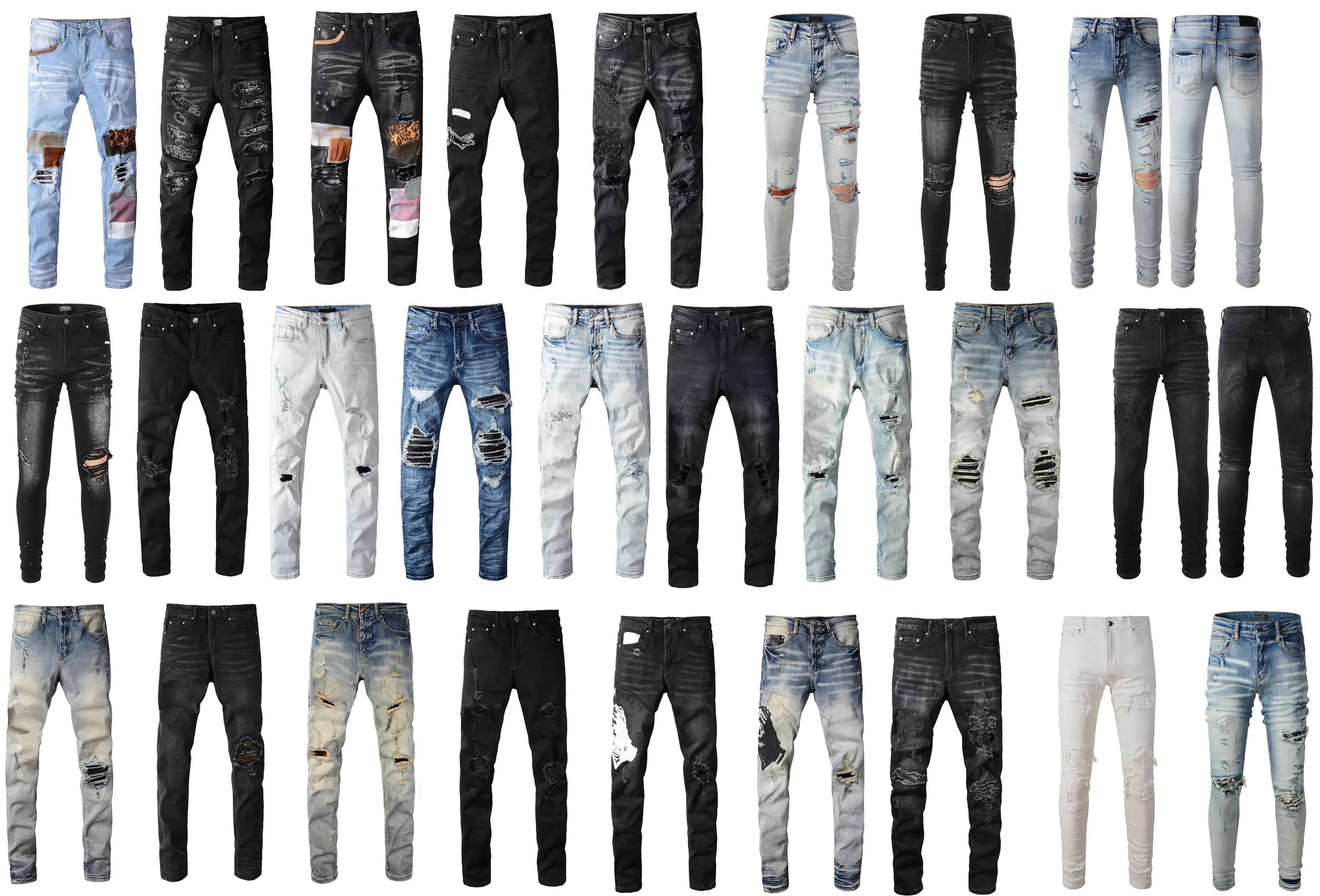 Men s Black Skinny Jeans Lightweight Denim Pants for Summer