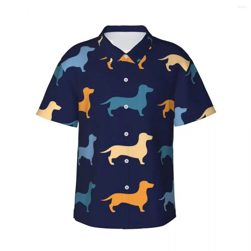 Mäns avslappnade skjortor kortärmad färgglada taxar hundälskare husdjur marin skjorta strandkläder personlighet toppar