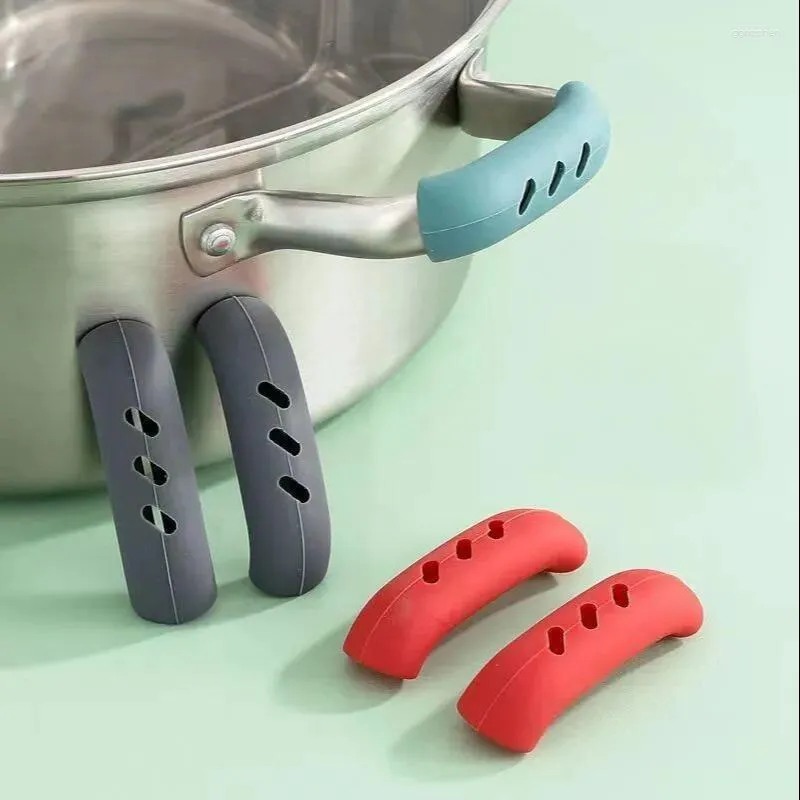 Förvaringspåsar 2st Silicone Pan Handle Cover Anti-Scaling Protective Steamer Casserole Holder Non-Slip Kitchen Gadgets