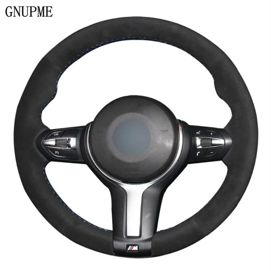 Car Steering Wheel Cover Black Suede For M Sport F30 F31 F34 X5 F15 M50d X6 F16 M50d F20 F21 M135i M140i F32 F33 F36 X1 F48239Q