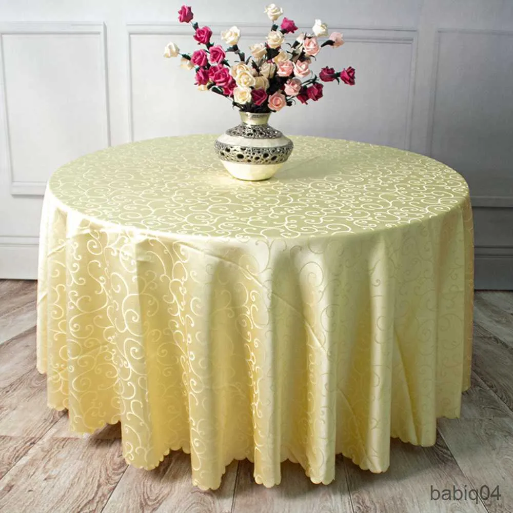 Table Cloth Luxury Red Round Hotel Dining Tablecloth Square Golden Floral Wedding Table Skirt Cover Decoration Party Restaurant Table Cloth R230726