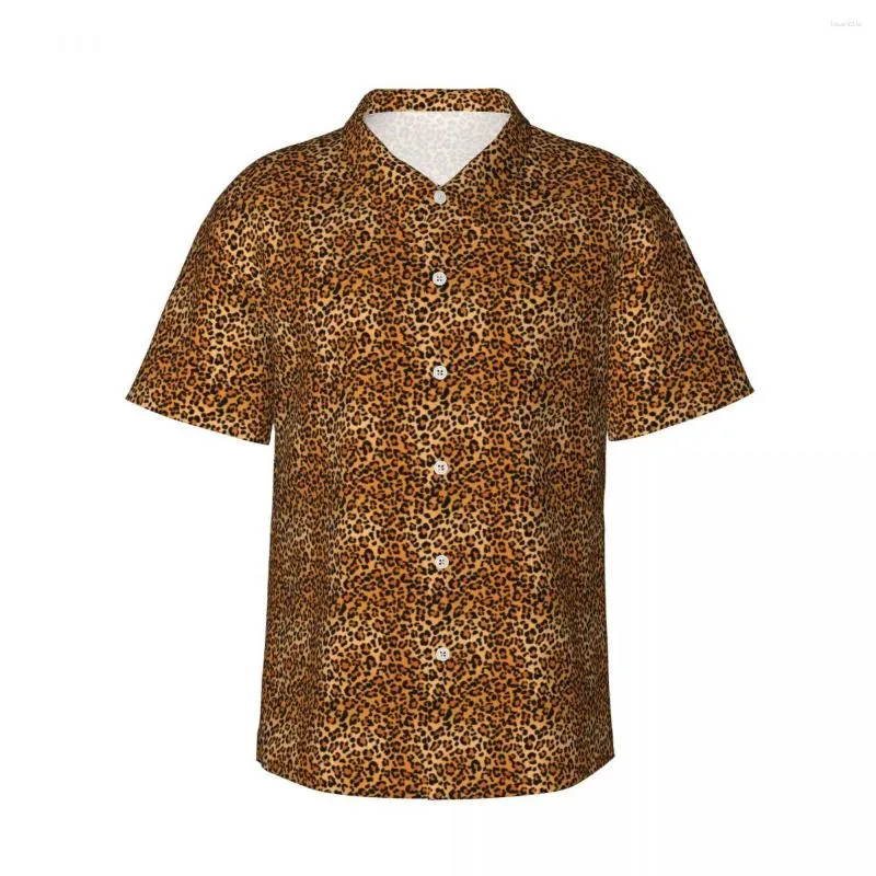 Mäns avslappnade skjortor kortärmad skjorta cheetah leopard t-shirts polo toppar