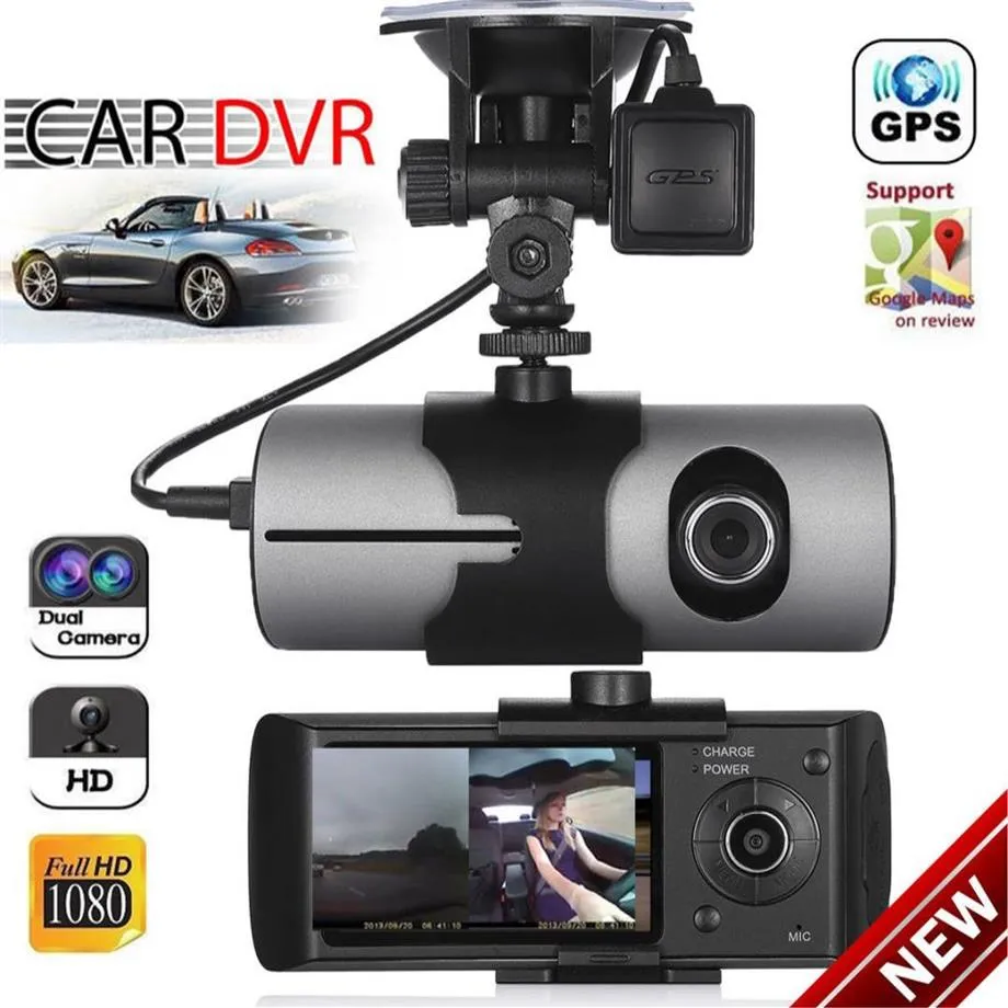 Dual Lens GPS Camera HD Car DVR Dash Cam Videoregistratore GSensor Visione notturna 9064240269E
