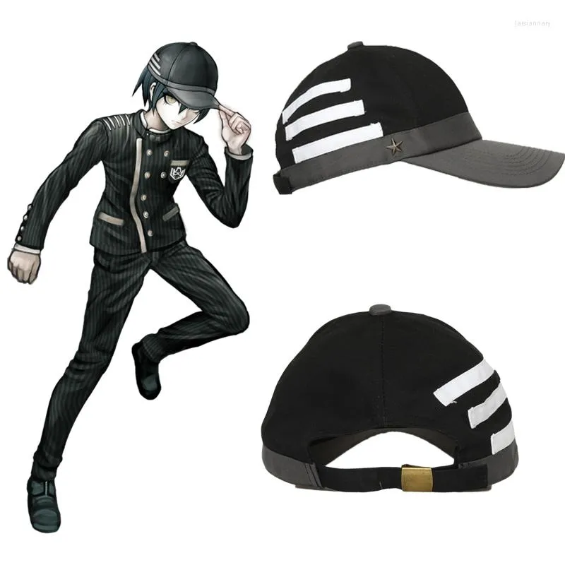 Ball Caps Coslive Danganronpa V3 Saihara Shuichi Baseball Cap Hoed Cosplay Kostuum Pro Zwart Donkergrijs Katoen Maat Verstelbaar Unisex