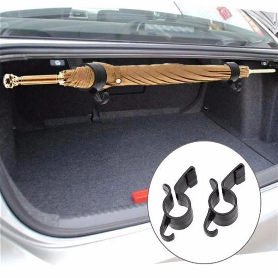 2pcs / set Portaombrelli Automobile Trunk Organizer Car Rear Trunk Staffa di montaggio Portasciugamani Gancio per ombrello Appeso Hook222P