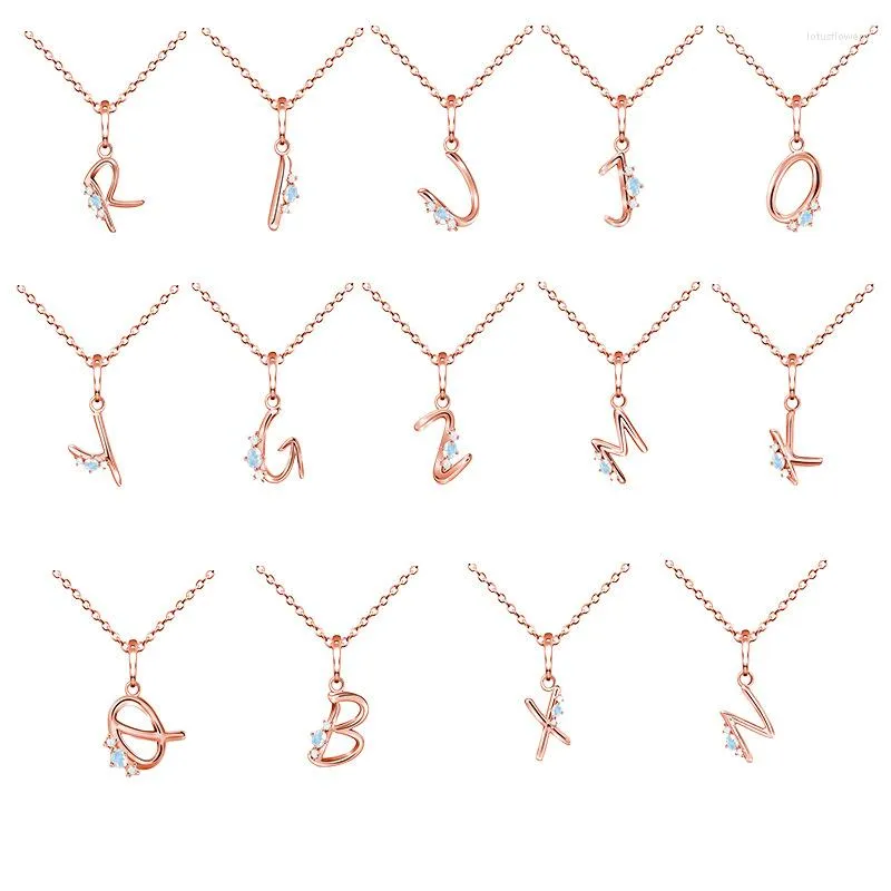Chains Han Hao S925 Sterling Silver Trendy And Chic Moonstone Necklace With 26 Alphabet Pendants - Unleash Your Inner Fashionista!