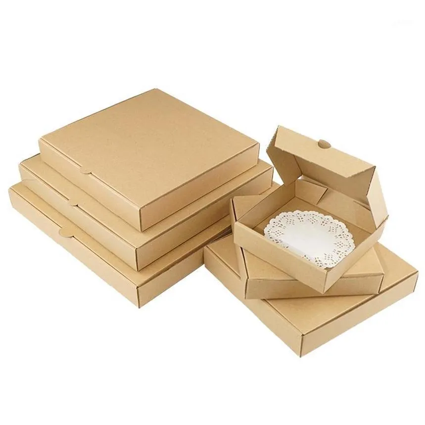 Gift Wrap 10st Pizza Box Kraft Paper Pizza stöder anpassad storlek och tryck1294M